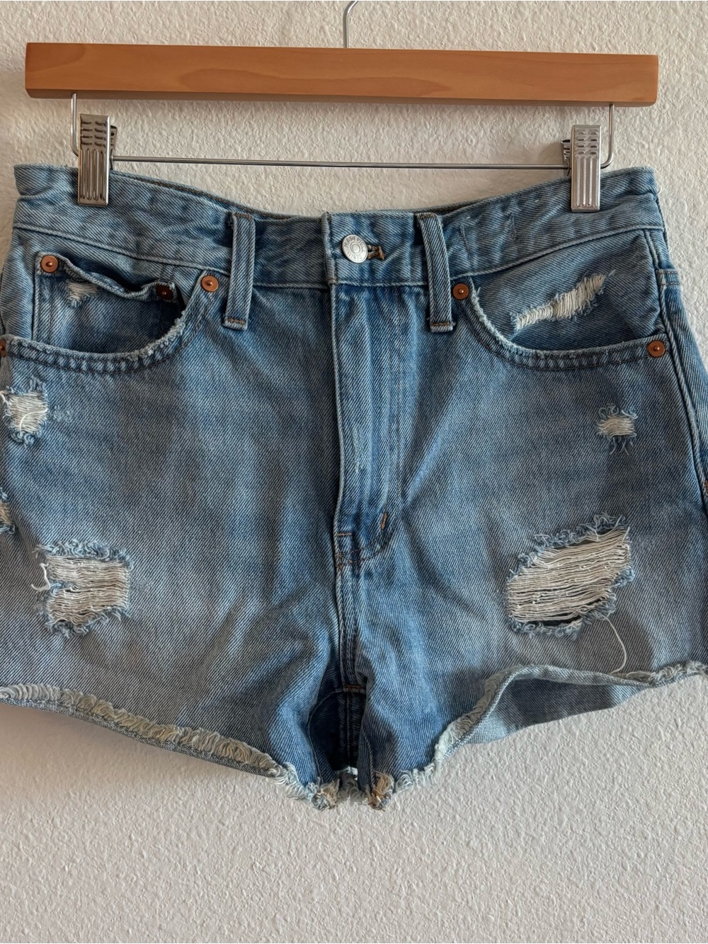 Madewell Relaxed Denim High-Rise Distressed Shorts Size 25